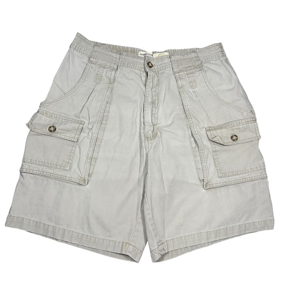 Faded Glory Other - Faded Glory Mens Tan Khaki Cargo Shorts Size 32 Elastic Waist Cotton Casual